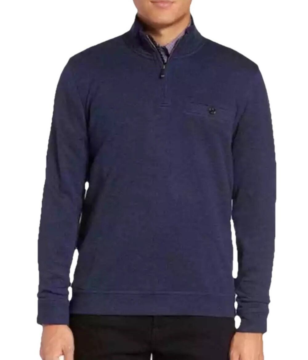 Ted Baker London Men's Quarter Zip Pullover Textured Navy Size 6 - XXL Classic